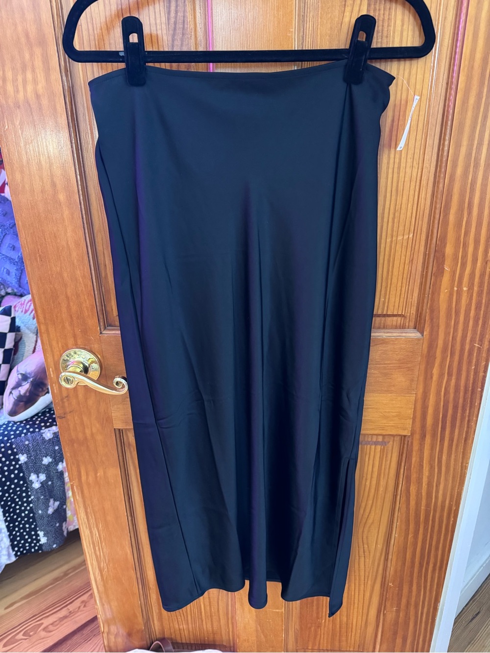 Old Navy Black Satin Midi